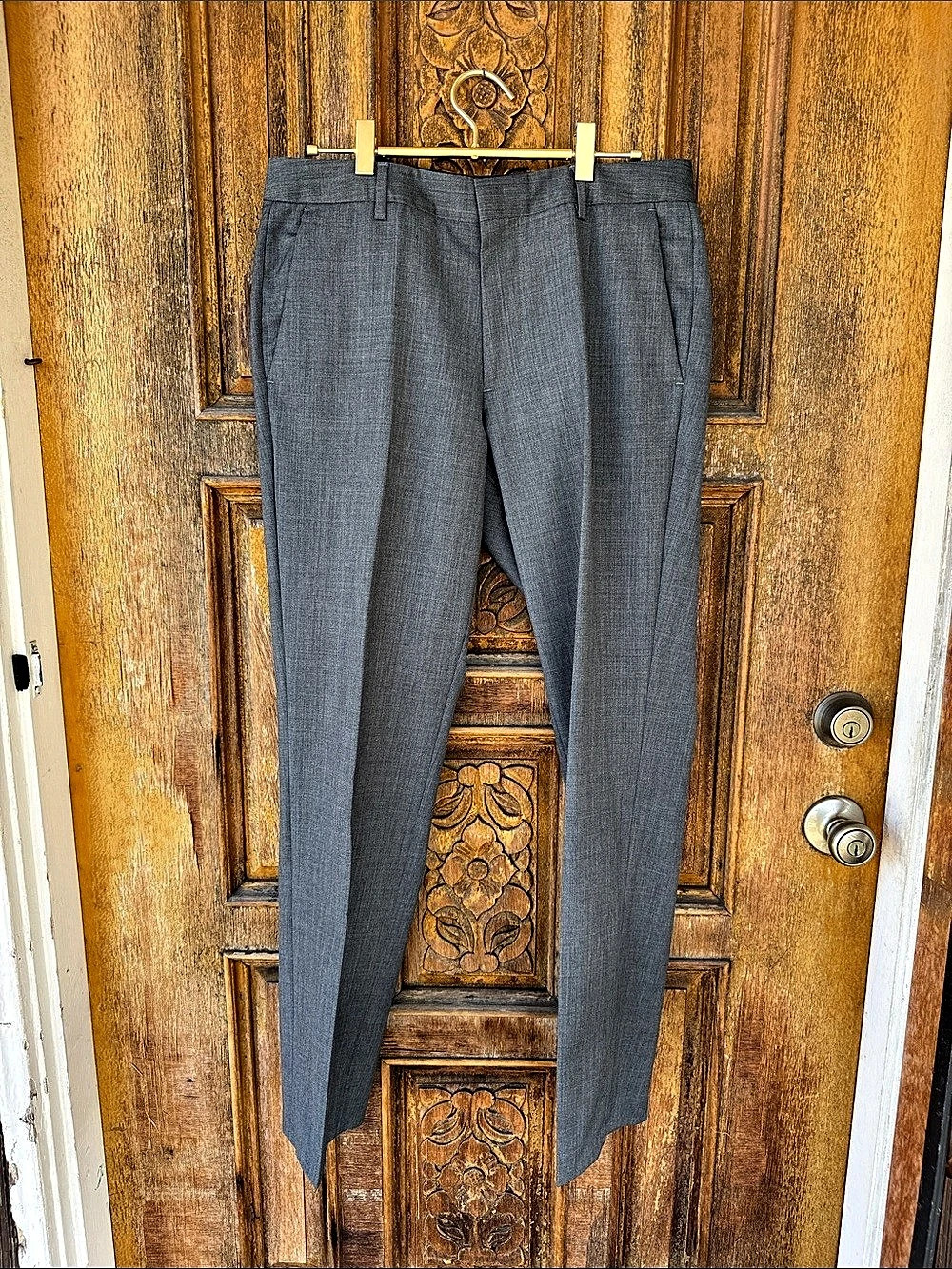 Bonobos Slim Straight Wool Dress Pants Gray Waist 31